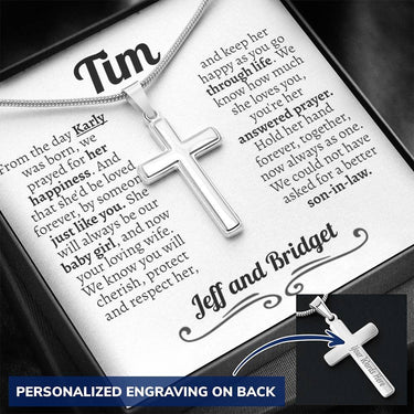 Personalized Son In Law (Wedding) Parents in Law Normal Cross Necklace (engraved) - Love You This Much